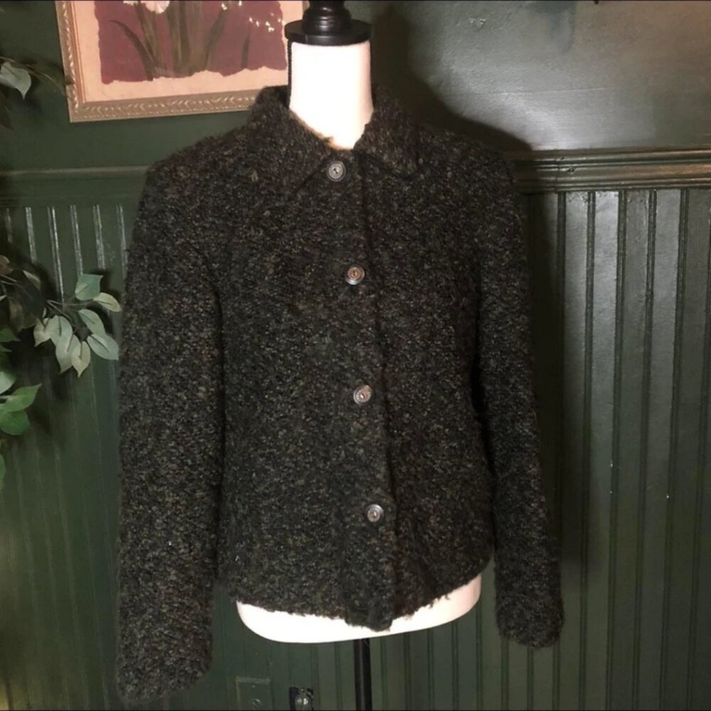 Nouveaux - Vintage Dark Green Teddy Button Blazer